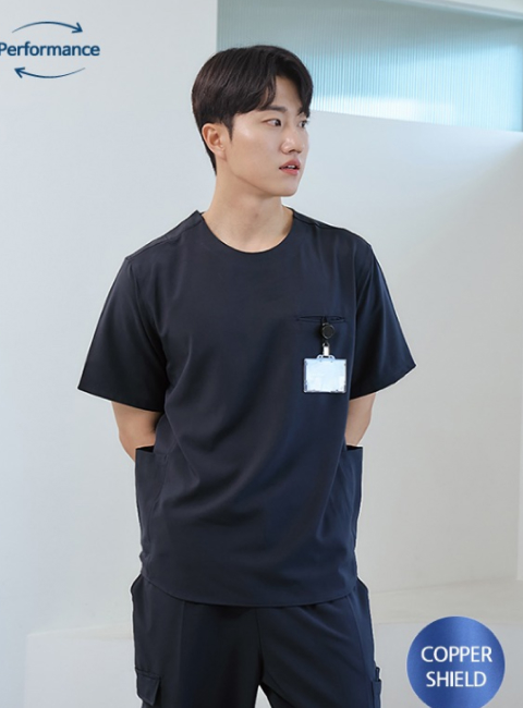 남성 크루넥 사이드포켓 카퍼쉴드 스크럽 티셔츠 (3color)